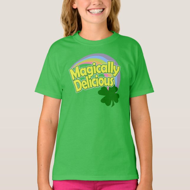 Camiseta Shamrock arcoiris Pastel mágicamente Delicioso (Anverso)