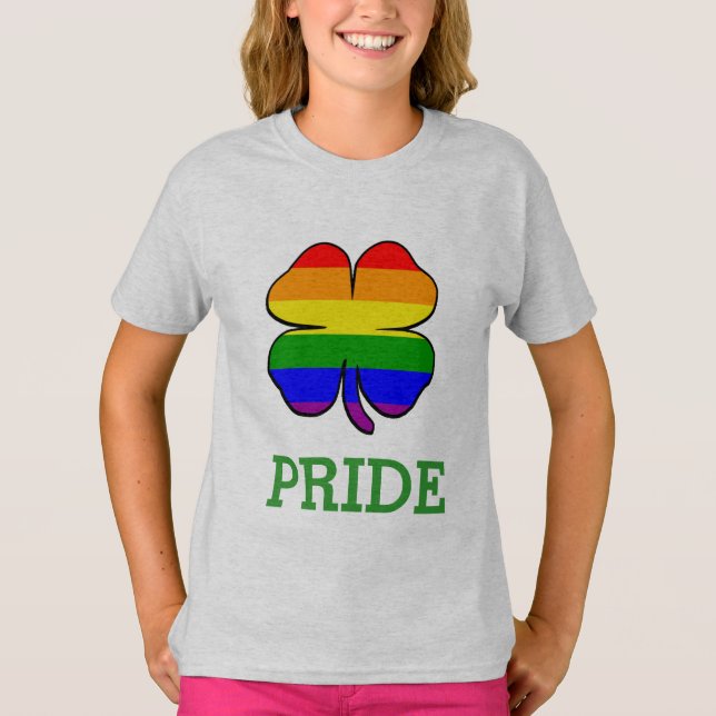 Camiseta Shamrock bandera arcoiris orgullo gay (Anverso)