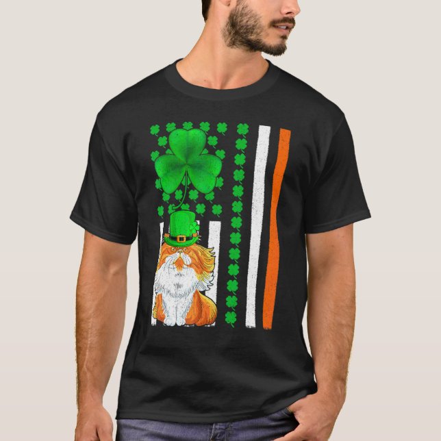 Camiseta Shamrock Bandera irlandesa norteamericana gato per (Anverso)