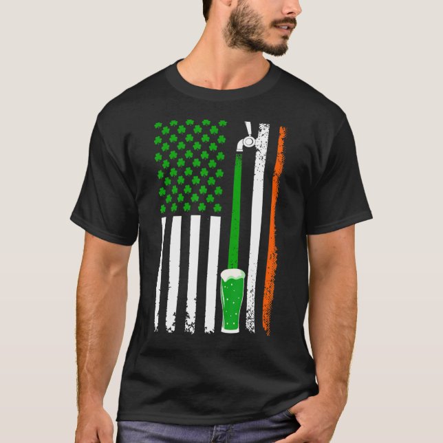 Camiseta Shamrock Beer American Flag St. Patrick's Day Drin (Anverso)