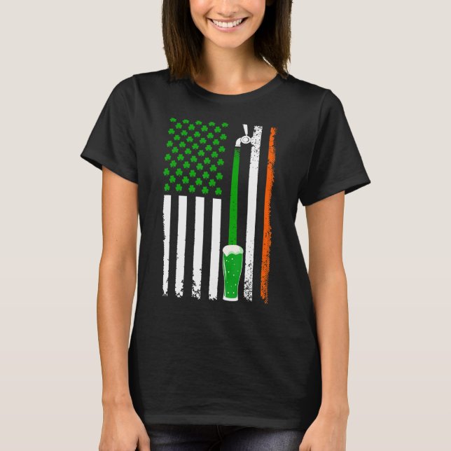 Camiseta Shamrock Beer American Flag St. Patrick's Day Drin (Anverso)