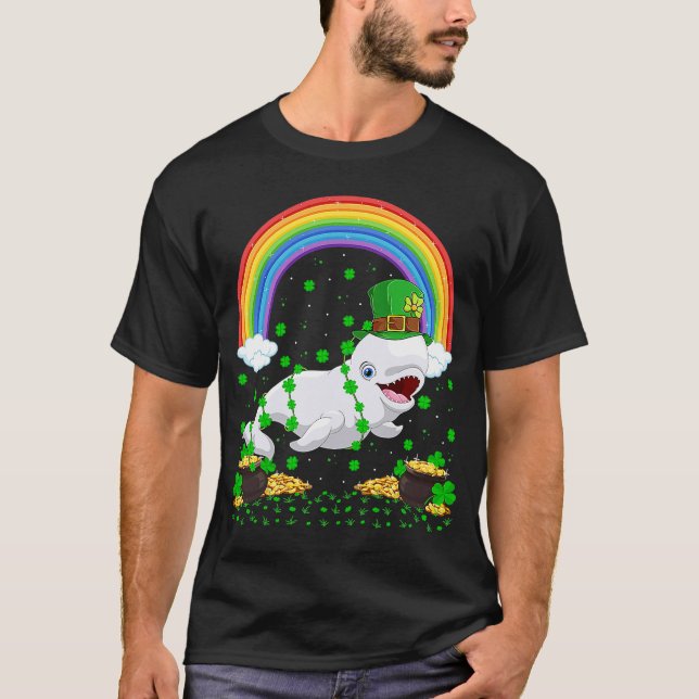 Camiseta Shamrock Beluga Whale irlandés Rainbow St Patrick' (Anverso)