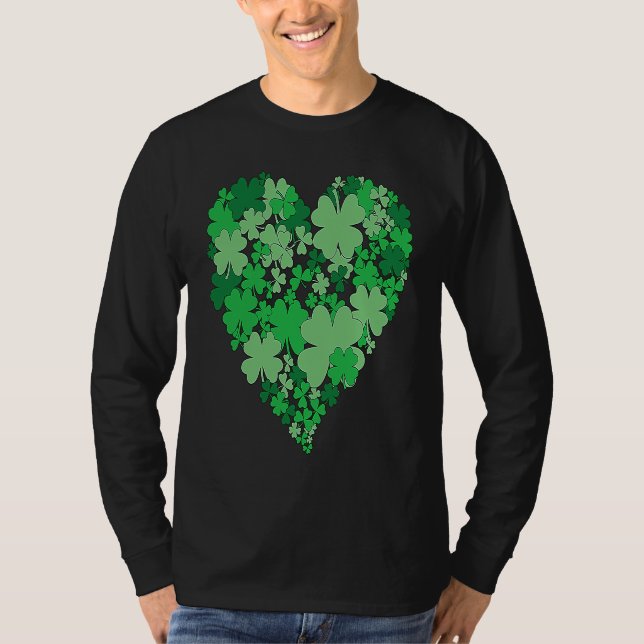 Camiseta Shamrock Big Heart St Patrick's Day Cute Irish (Anverso)