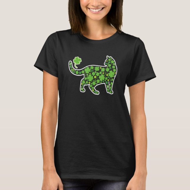 Camiseta Shamrock C Cat St Patricks Day For Feline Whispere (Anverso)
