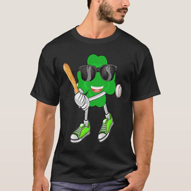 Camiseta Shamrock C jugando béisbol St Patrick's Day Men B (Anverso)