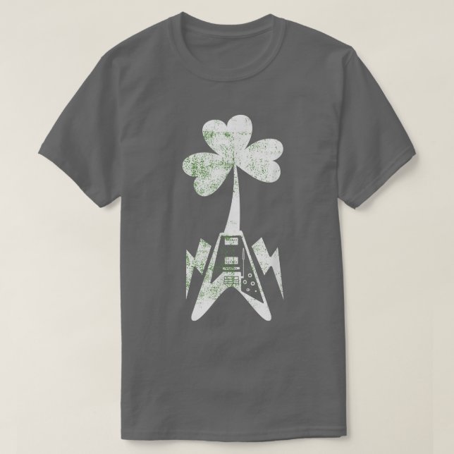 Camiseta Shamrock clover electric rock guitar st patricks d (Diseño del anverso)