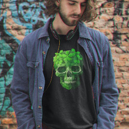 Camiseta Shamrock Clover Skull Irlandés Green & Black