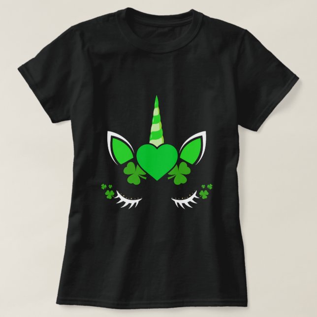 Camiseta Shamrock Clover Unicorn St Patricks Day Chica Kid  (Diseño del anverso)