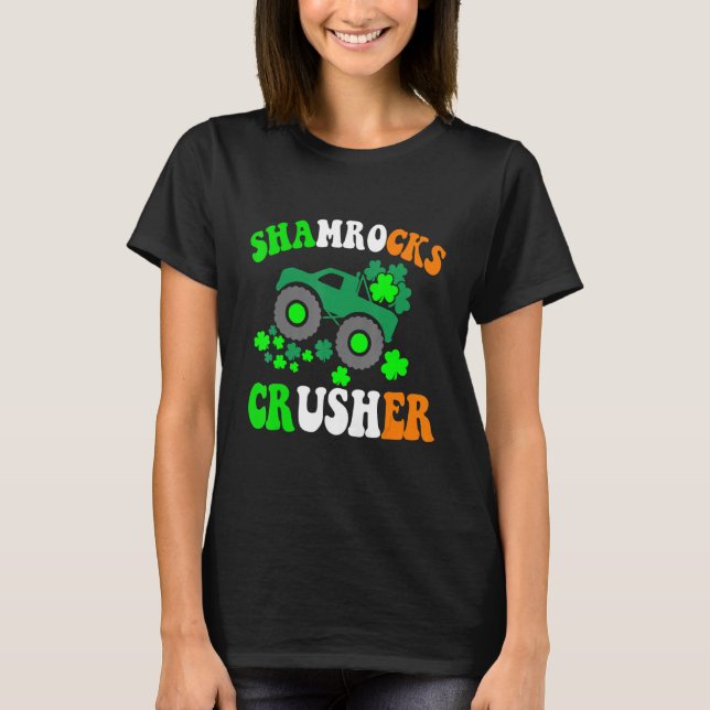 Camiseta Shamrock Crusher Truck Driing Shamrock St. Patri (Anverso)