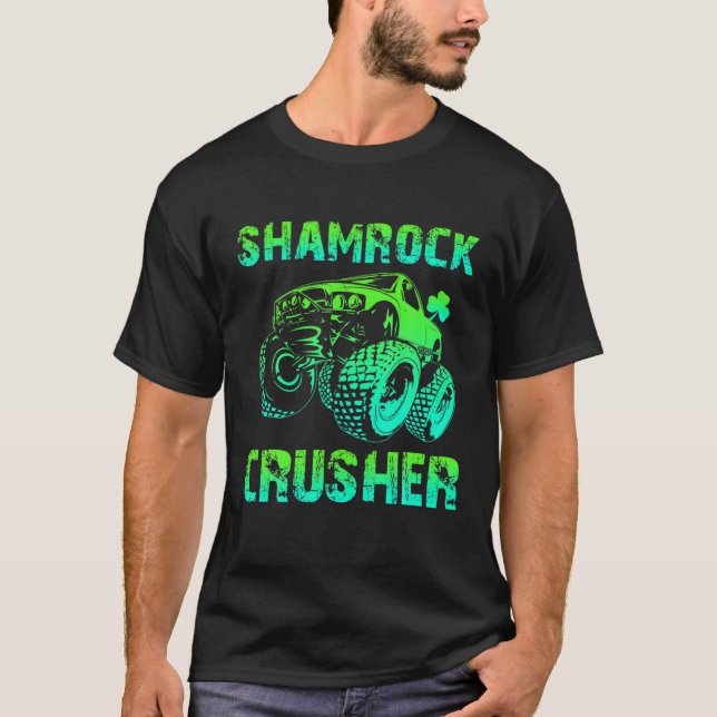 Camiseta Shamrock Crusher Truck Driing Shamrock St. Patri (Anverso)