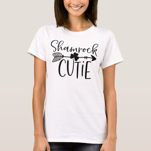 Camiseta shamrock cutie St Patrics regalo de día de las muj (Anverso)