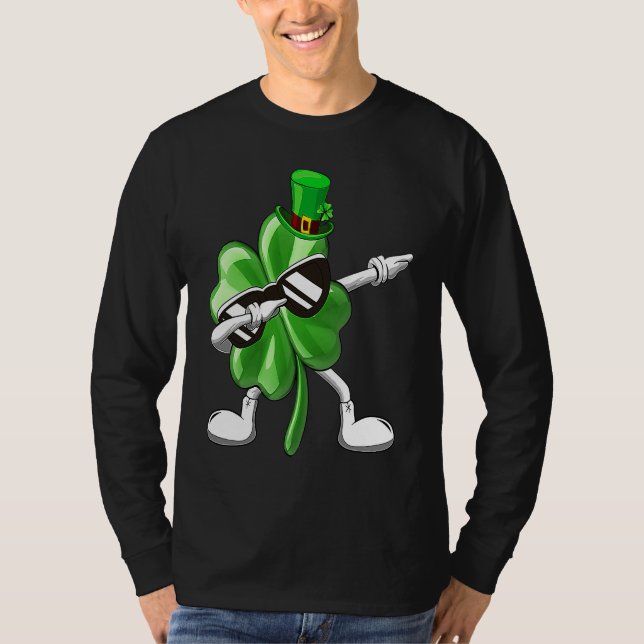Camiseta Shamrock Dabbing For Boys Kids Adult St Patrick's  (Anverso)