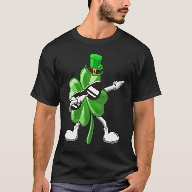 Camiseta Shamrock Dabbing For Boys Kids Adult St Patrick's  (Anverso)