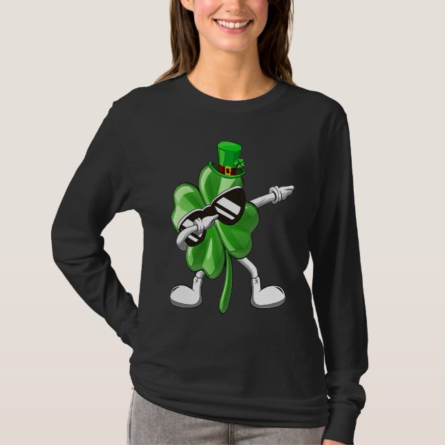 Camiseta Shamrock Dabbing For Boys Kids Adult St Patrick's  (Anverso)