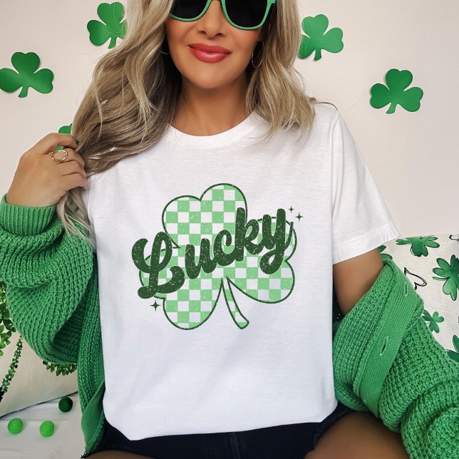 Camiseta Shamrock del Día de San Patricio (Retro Lucky St Patrick's Day Shamrock T-Shirt)