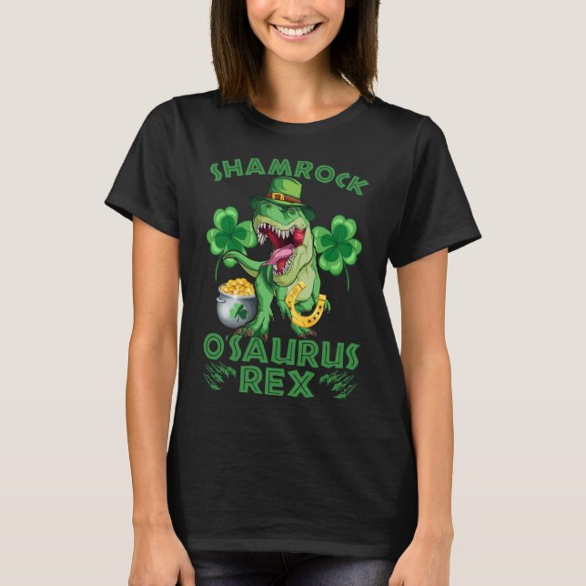 Camiseta Shamrock Dino St Patricks Day Niños Rex Niño (Anverso)