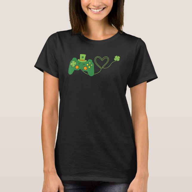 Camiseta Shamrock Game Controller Video Gaming St Patrick's (Anverso)