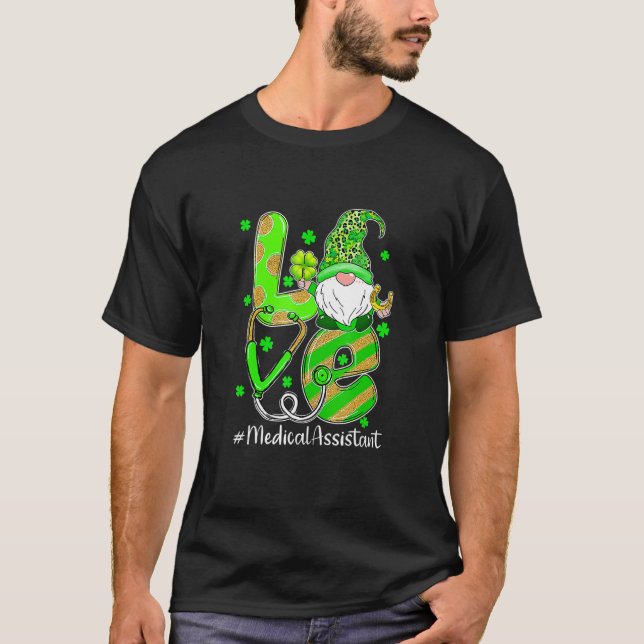 Camiseta Shamrock Gnome Love Medical Assistant St Patrons (Anverso)