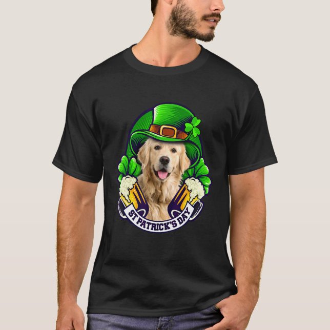 Camiseta Shamrock Gorra Golden Retriever Holding Beer St Pa (Anverso)