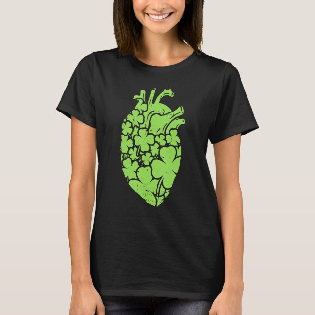 Camiseta Shamrock Hear Cardiac Nurse St Patricks Day Anatom (Anverso)