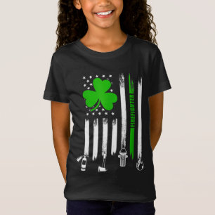 Camiseta Shamrock irlandés bandera estadounidense bombero