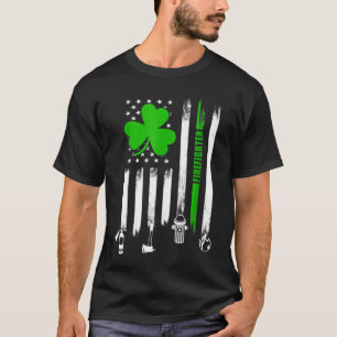 Camiseta Shamrock irlandés bandera estadounidense bombero