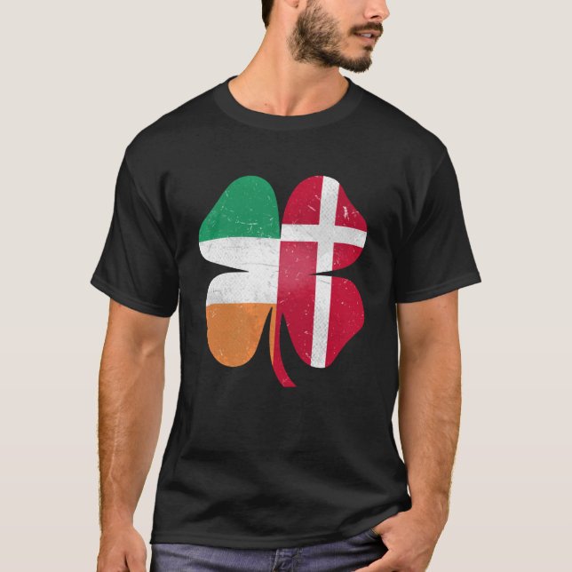 Camiseta Shamrock irlandés danés Dinamarca Irlanda St. Patr (Anverso)