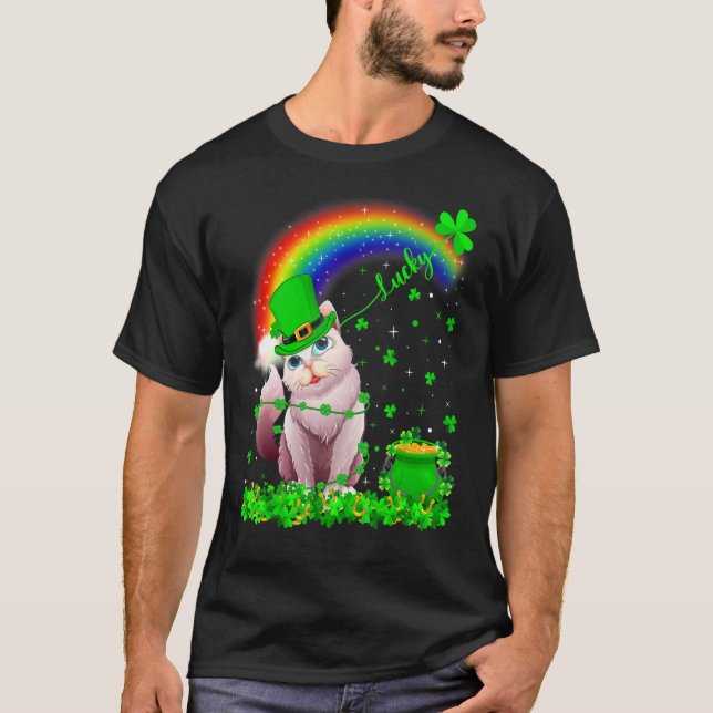 Camiseta Shamrock irlandés Rainbow Lucky Balinese Cat St Pa (Anverso)