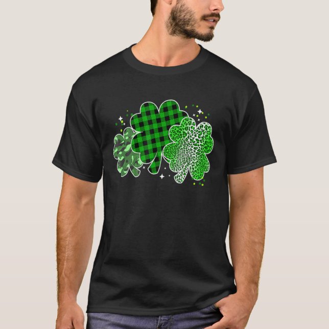 Camiseta Shamrock irlandés St Patrick Day Leopard Camouflag (Anverso)