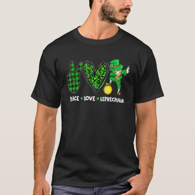 Camiseta Shamrock irlandés St Patrick S Day Peace Love Lepr (Anverso)
