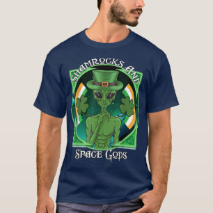 Camiseta Shamrock irlandés y dioses espaciales Día de Luc