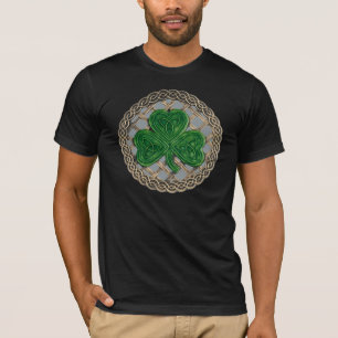 Camiseta Shamrock, Lattice Y Nudos Celtos En Camisas Grises