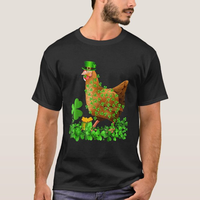 Camiseta Shamrock Leaf Leprechaun Gorra Chicken St Patr (Anverso)