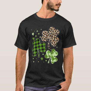 Camiseta Shamrock Leopard Plaid Camouflage Fun St Patricks