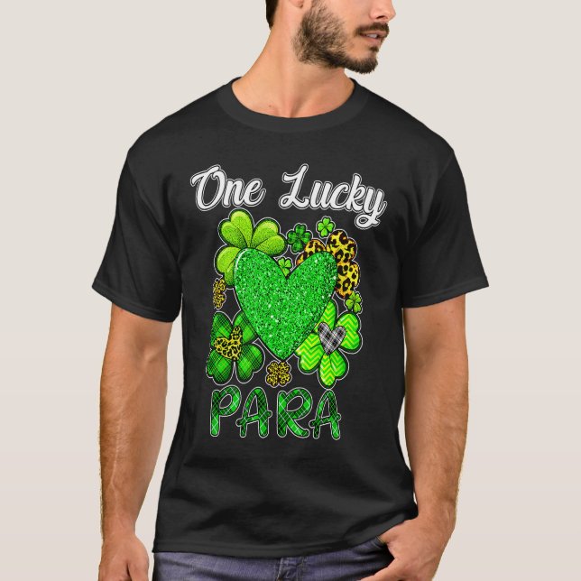 Camiseta Shamrock Leopard Plaid One Lucky Para St Patricks  (Anverso)