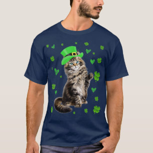 Camiseta Shamrock Leprechaun Cat St Patricks Day Irlandés