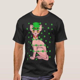 Camiseta Shamrock Leprechaun Sphynx Cat St Patrick