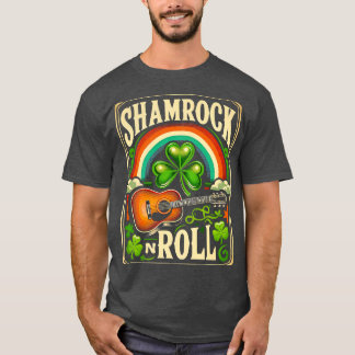 Camiseta Shamrock n Roll Guitar St Patricks Day Hombres Muj