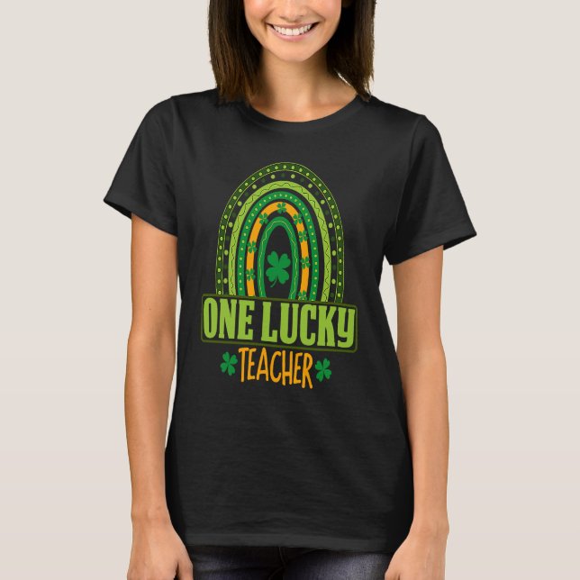 Camiseta Shamrock One Lucky Teacher St Patrick's Day School (Anverso)
