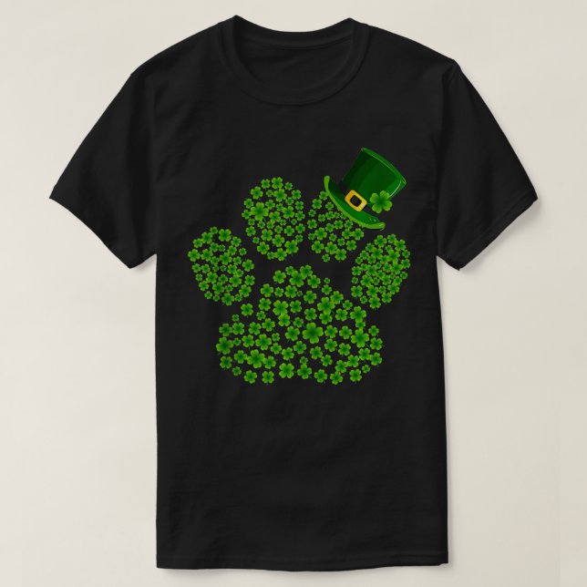 Camiseta Shamrock Paw Print Funny Cute Perro Gato Lover St  (Diseño del anverso)