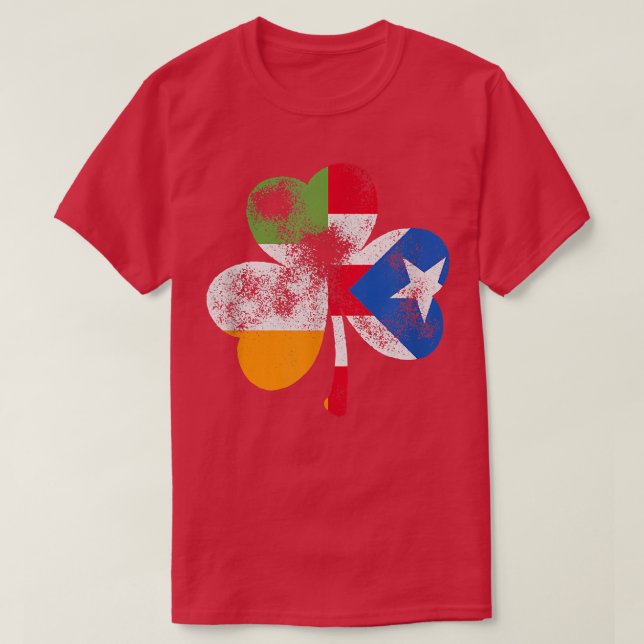 Camiseta Shamrock puertorriqueño irlandés bandera de Puerto (Diseño del anverso)