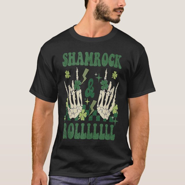 Camiseta SHAMROCK & ROLLLLLL Heavy Metal Punk Rock St Patri (Anverso)