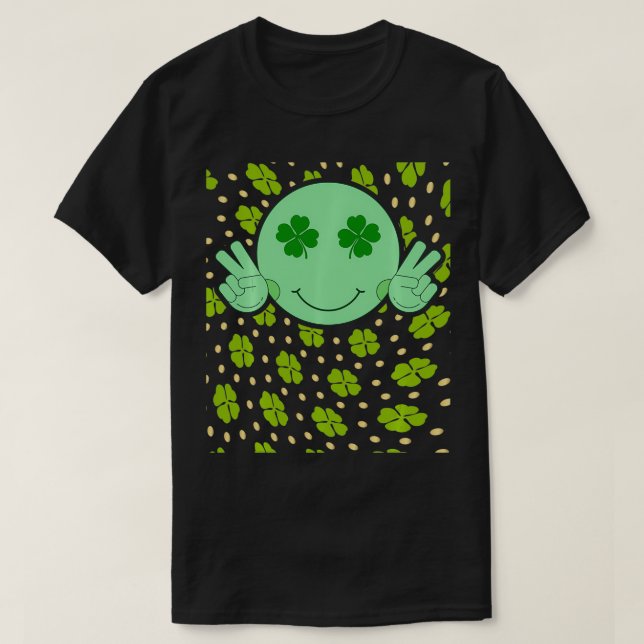 Camiseta Shamrock Smile Face St Patricks Day (Diseño del anverso)