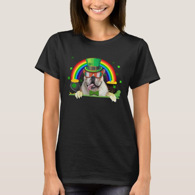 Camiseta Shamrock St Patrick s Day French Bulldog Leprechau (Anverso)