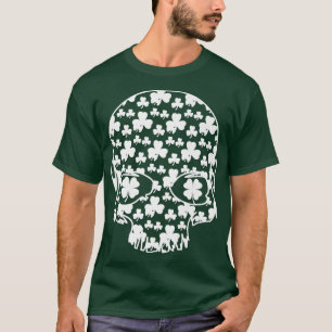 Camiseta Shamrock St Patrick's Day Skeleton Skull en blanco
