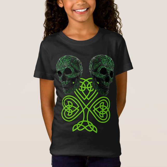 Camiseta Shamrock St Patricks Day Skulls Celtic Knot irland (Anverso)