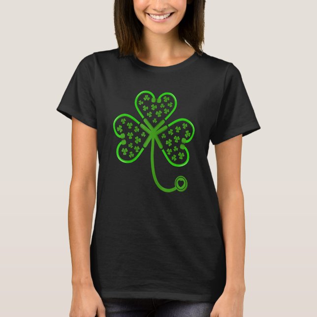 Camiseta Shamrock Stethoscope Nurse Lucky St Patricks Day N (Anverso)