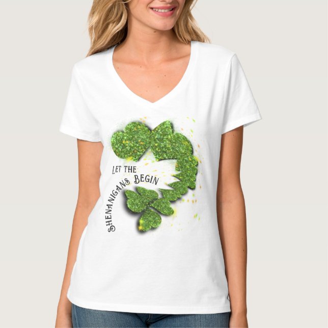 Camiseta Shamrock verde | corazones brillantes (Anverso)