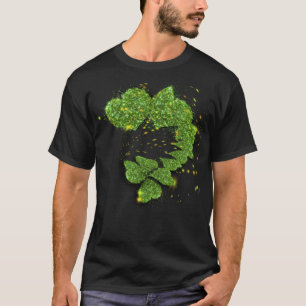 Camiseta Shamrock verde corazones brillantes