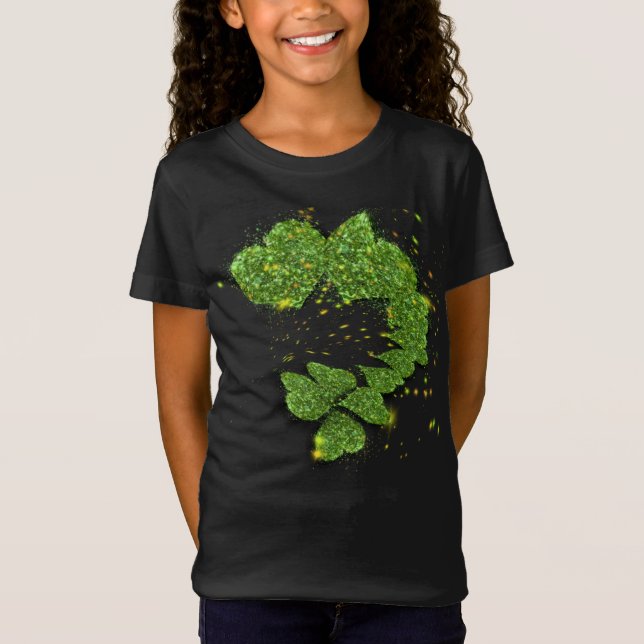 Camiseta Shamrock verde | corazones brillantes (Anverso)